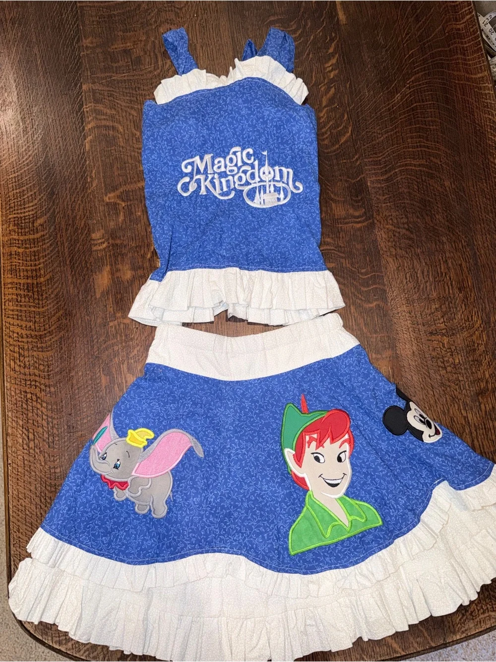 Disney Blue Magic Kingdom Ruffle Two-Piece Set with Character Appliqués
